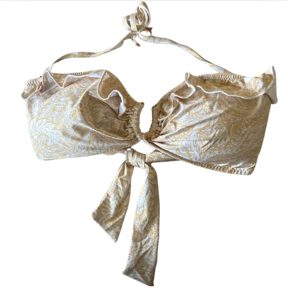 Eberjey Medium Yellow Paisley Tie-Front Bikini Top Sunrise Paisley Corny Mimi